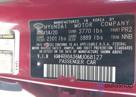 2021 Hyundai Venue Se z USA, uszkodzony, nr VIN KMHRB8A36MU068127